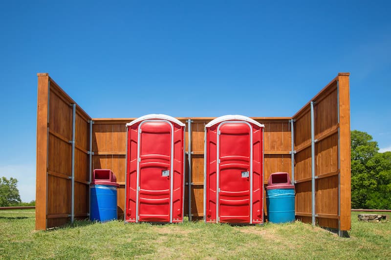 Short-term porta potty units staged for delivery in Anderson, South Carolina